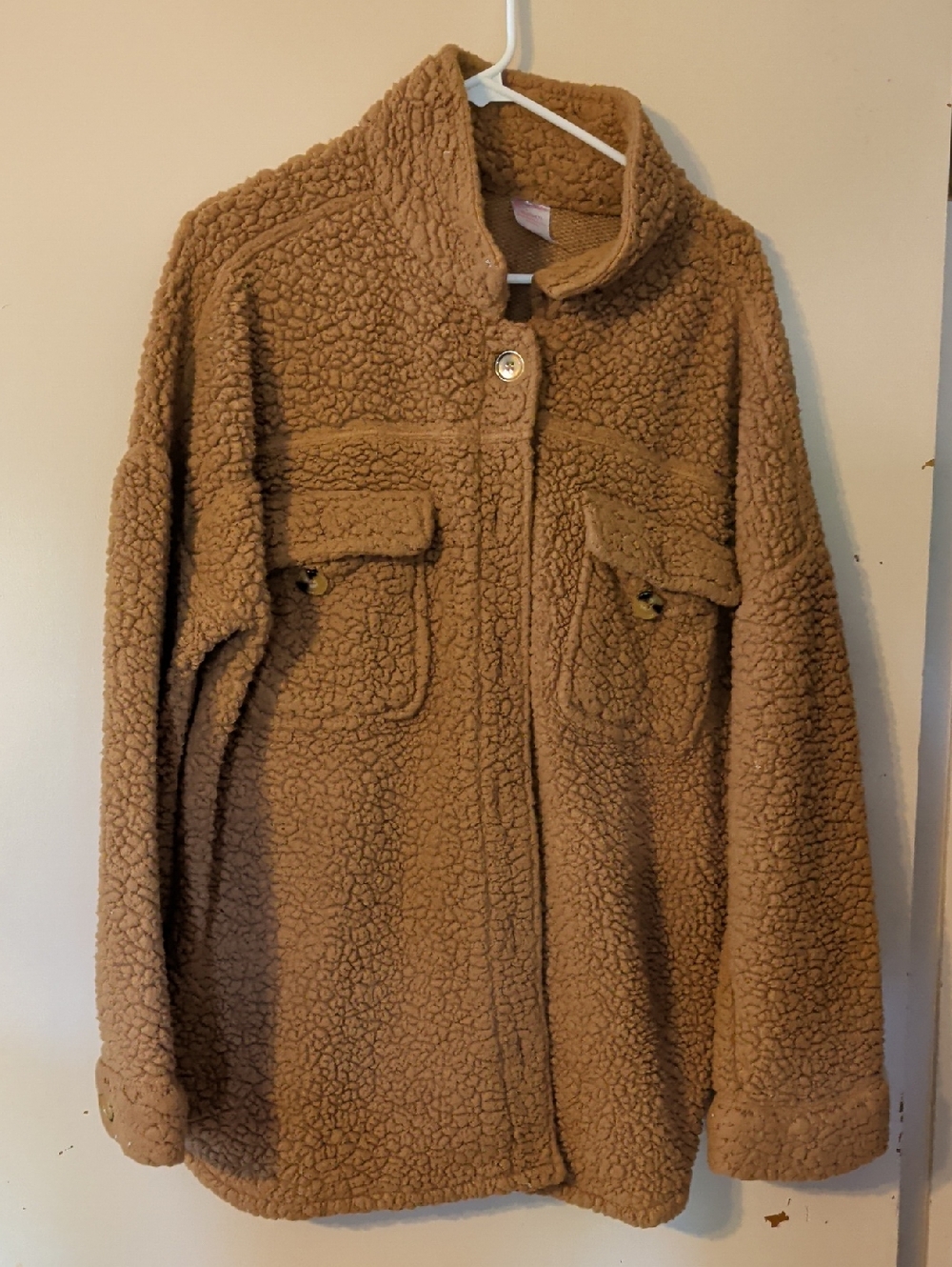 No Boundaries Camel Teddy Sherpa Jacket